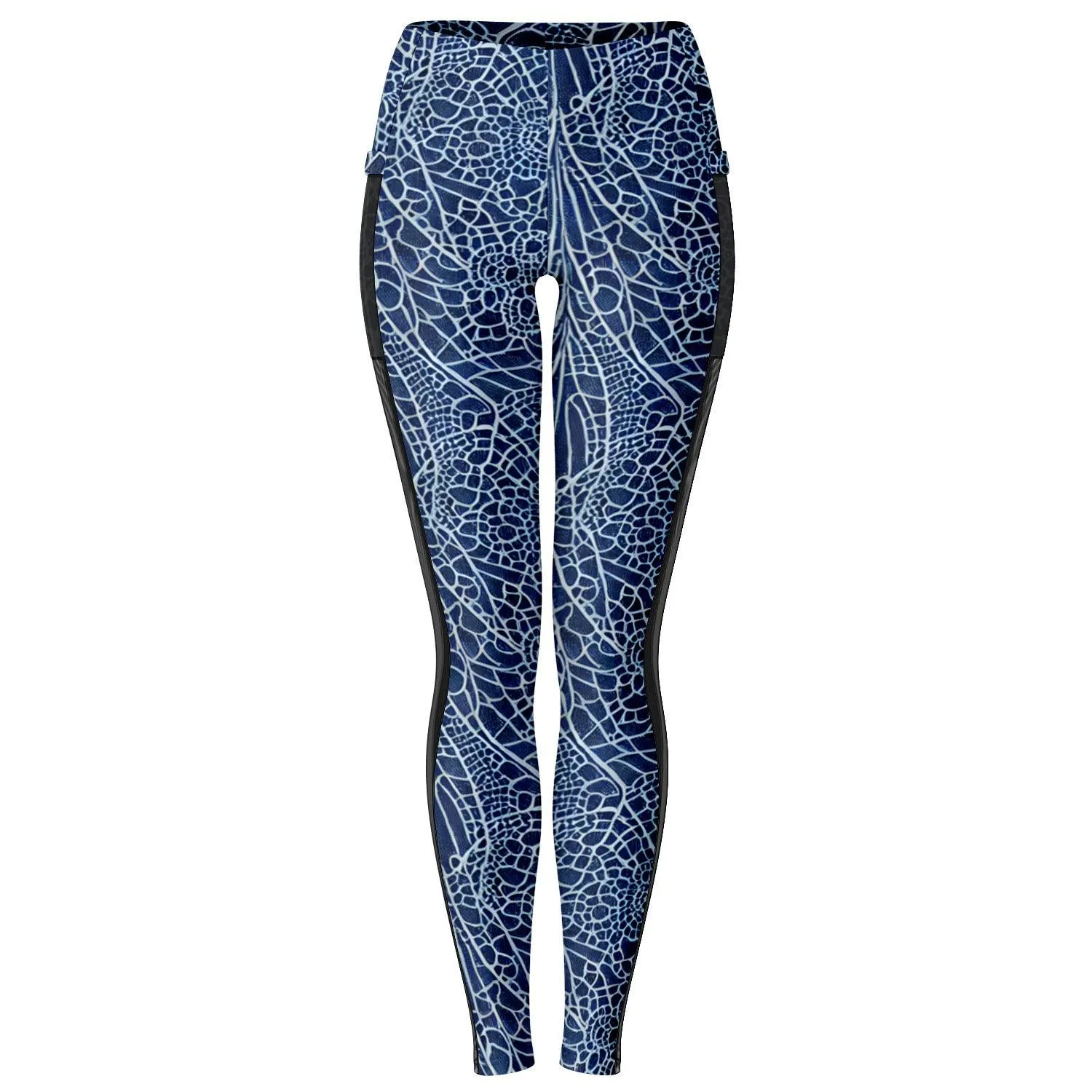 Blue Lace Mesh Pocket Legging