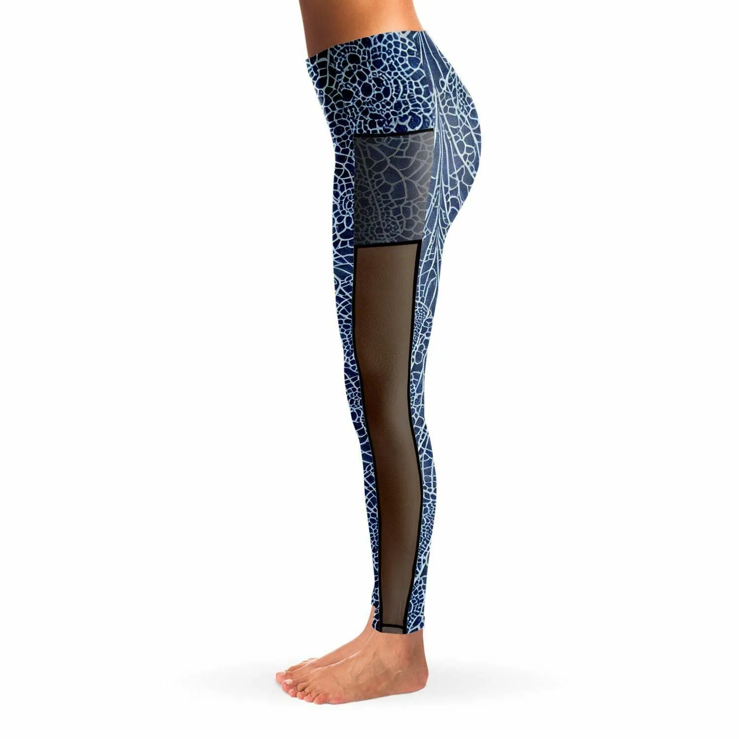 Blue Lace Mesh Pocket Legging