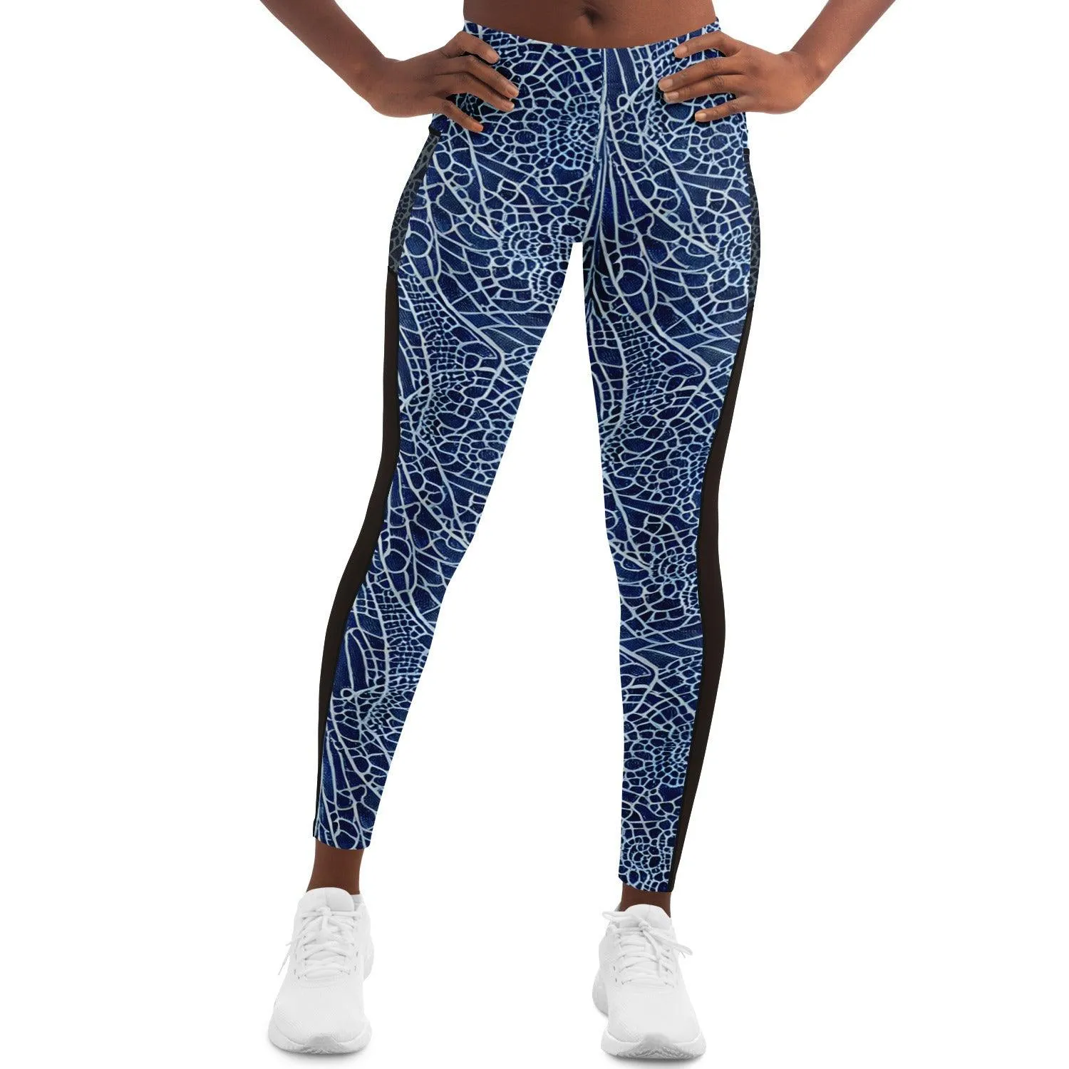 Blue Lace Mesh Pocket Legging