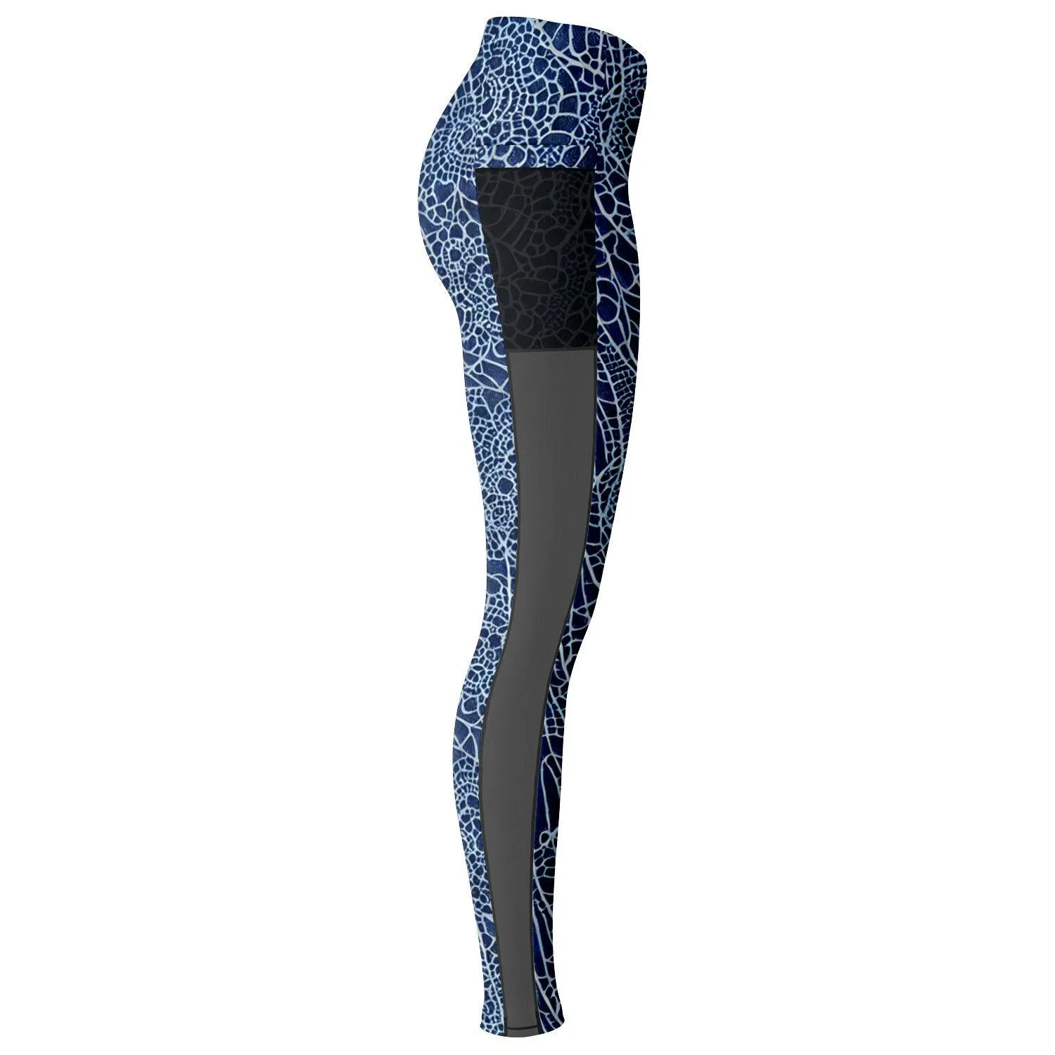Blue Lace Mesh Pocket Legging