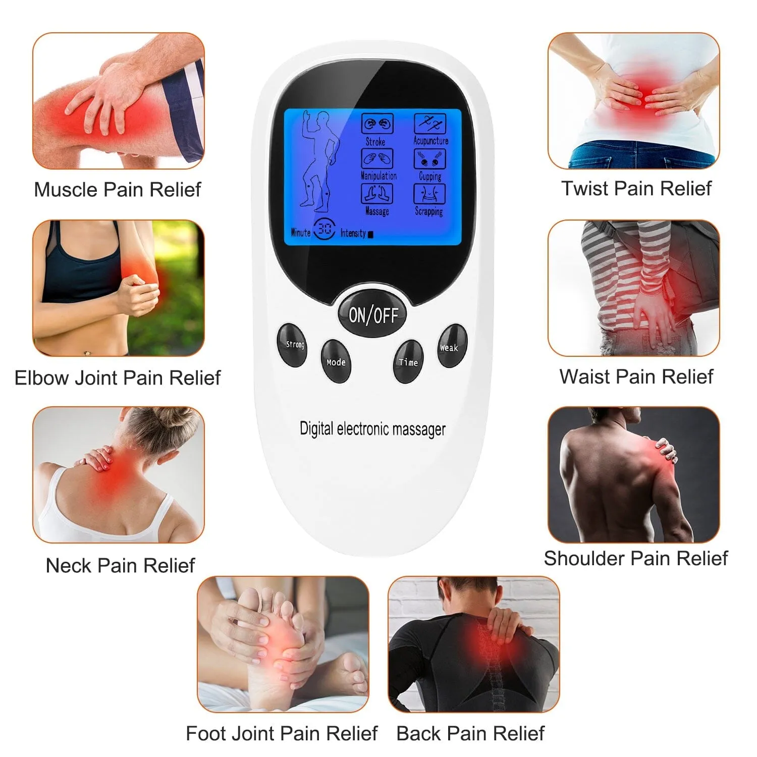 Electric Muscle Stimulator with Electrode Pads Wires
