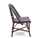 French Bistro Rattan Chair Navy Blue/White