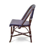 French Bistro Rattan Chair Navy Blue/White