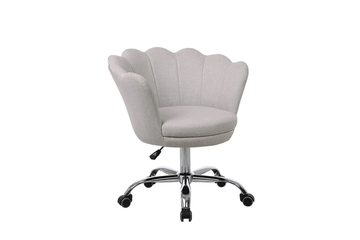 Modern Home Office Chair, Cute Velvet Upholstered Shell Chair Adjustable Swivel Vanity Chair for Women, Beige