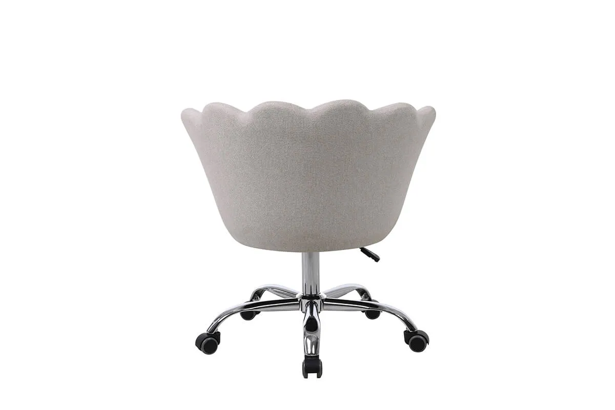 Modern Home Office Chair, Cute Velvet Upholstered Shell Chair Adjustable Swivel Vanity Chair for Women, Beige