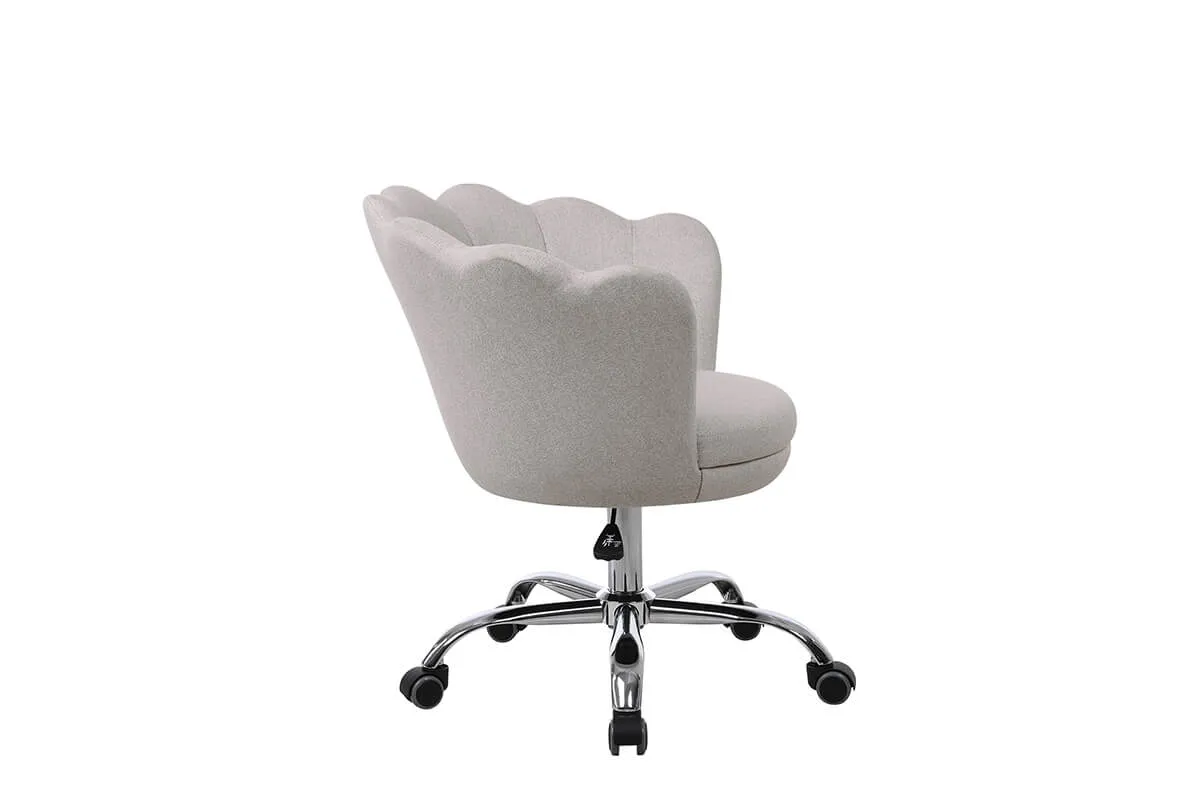 Modern Home Office Chair, Cute Velvet Upholstered Shell Chair Adjustable Swivel Vanity Chair for Women, Beige