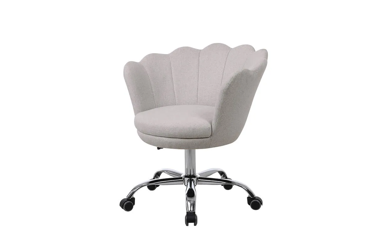 Modern Home Office Chair, Cute Velvet Upholstered Shell Chair Adjustable Swivel Vanity Chair for Women, Beige