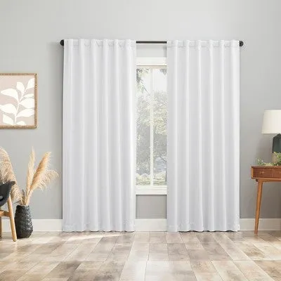 Open Box - 2pc 52"x63" Sun Zero Blackout Aria Magnetic Closure Back Tab Curtain Panel Pair White