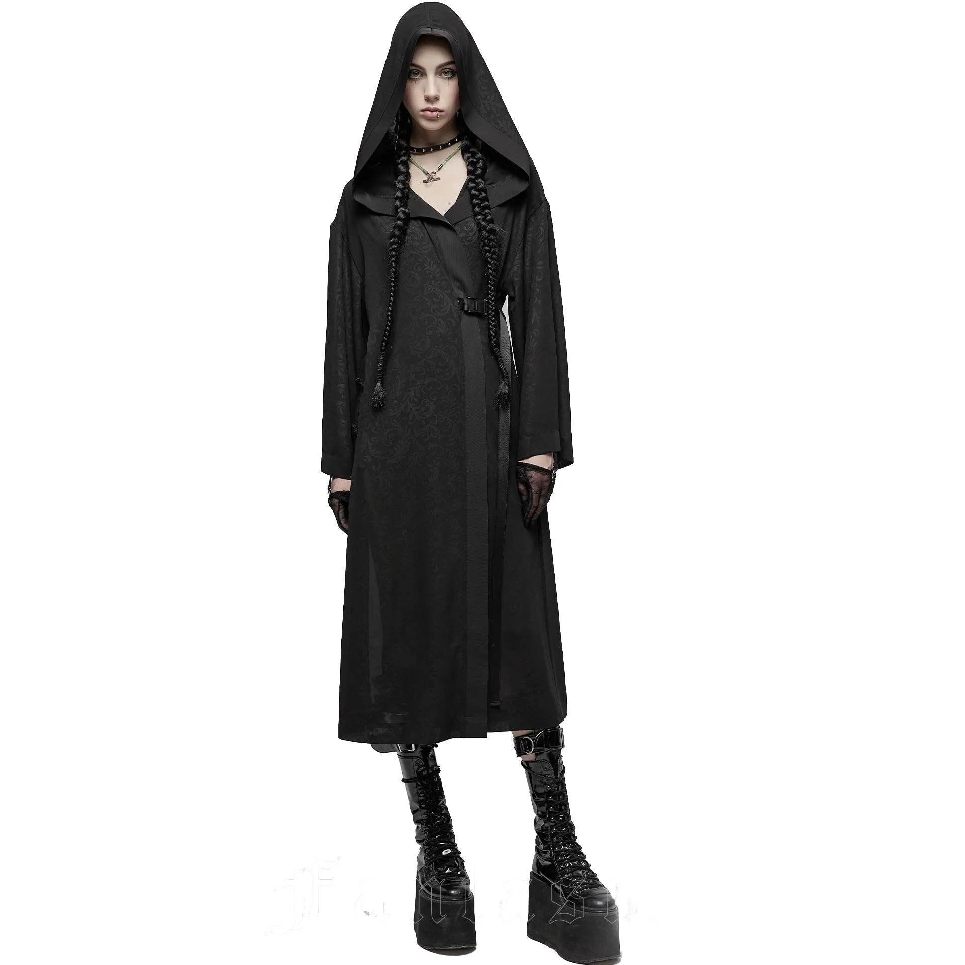 Punk Rave - DARK PATH ROBE - Women's Black Hooded Altar Robe