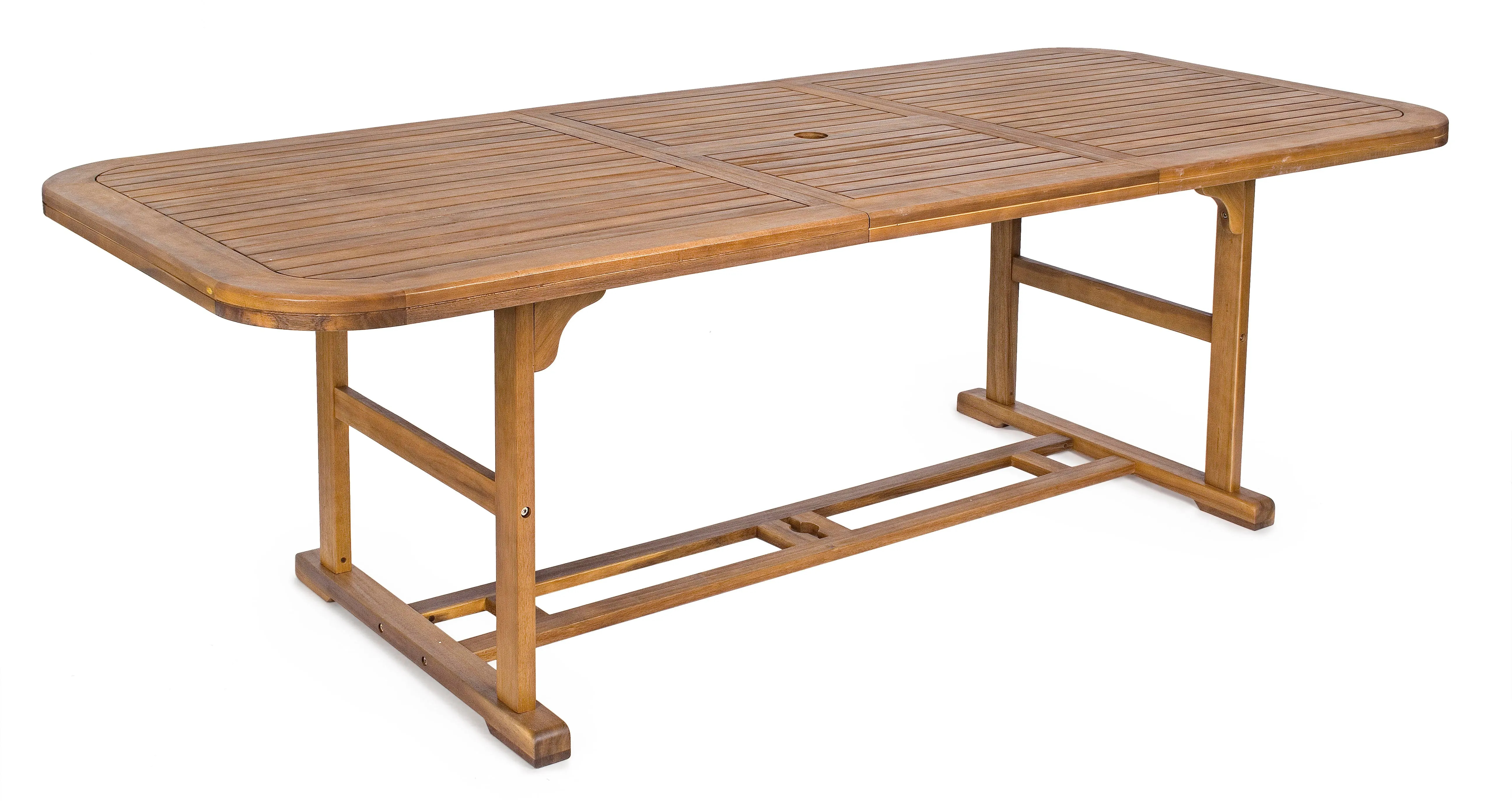 Tavolo pranzo rettangolare legno massiccio da esterno allungabile da 180 a 240cm