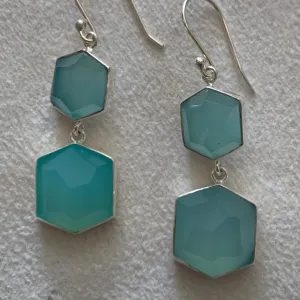 Two tier stones in stirling silver setting - acqua chalcedony