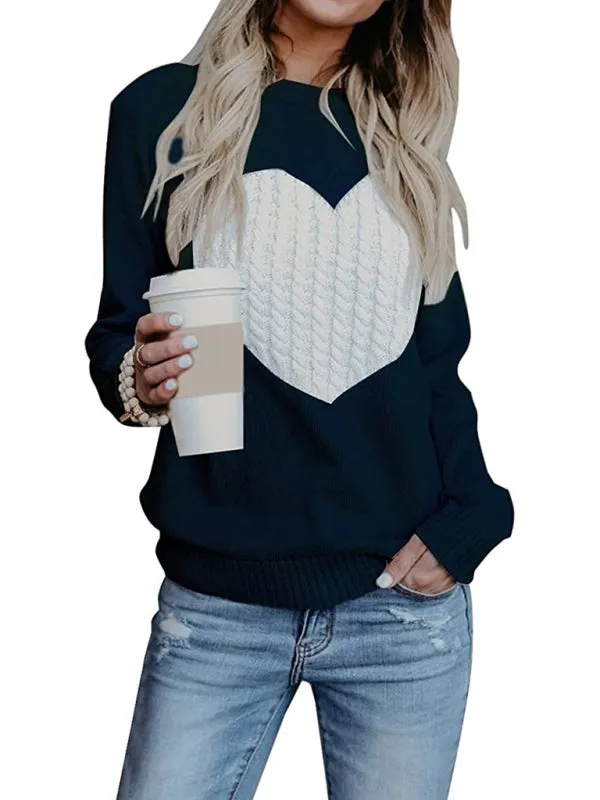 Women's knitted sweater plus size love knitted pullover sweater women